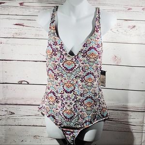 Mossimo Merlot Print One Piece Swimsuit SZ XL